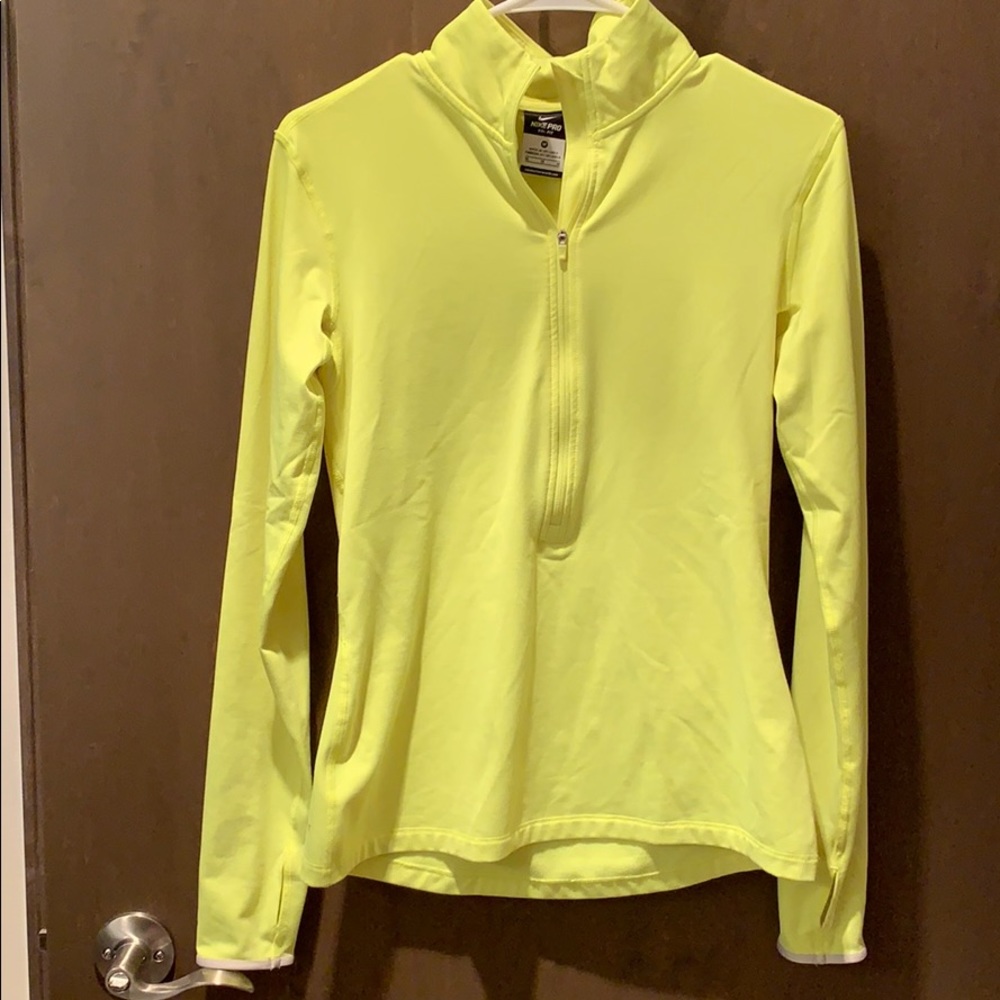 Neon Yellow Nike running top. Medium.